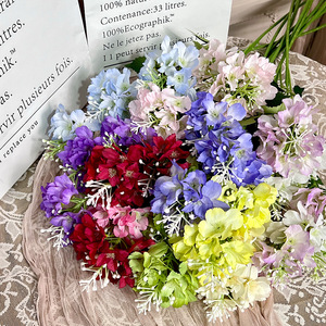 Fleurs artificielles d'hortensia colorées à 3 têtes en soie, pour décoration de mariage et de maison, moulage par injection, origine Chine - Product Image 1