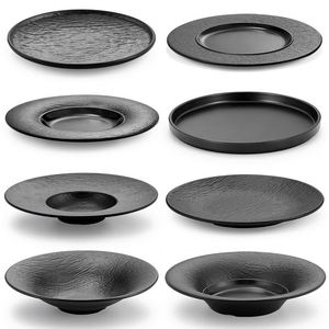 Unbreakable Reusable Matte <b>Black</b> Tableware Melamine Dinnerware Modern Luxurious Dishes Melamine <b>Plates</b> - Product Image 1