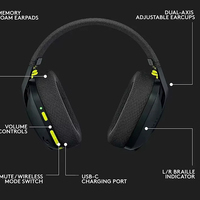Auriculares Inalámbricos para Juegos Logitech G435, Sonido Envolvente 7.1, Controlador Dinámico, Resistentes al Agua IPX-6, Micrófono Integrado para Juegos y Música