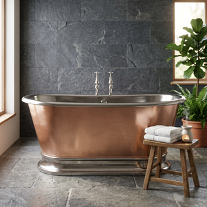 Bañera Ovalada Clásica Independiente de Cobre Martillado Sin Tapa para Baño en Casa - Artesanía India - Product Image 4