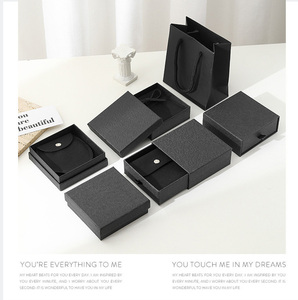Kotak kemasan hitam kualitas terbaik untuk anting gelang kalung cincin Kraft kertas perhiasan kotak kemasan hadiah dengan tas - Product Image 5