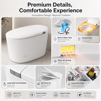 WC intelligent carré avec réservoir intégré, chasse automatique, siège chauffant, capteur de pied, drainage en S, sans limite de pression d'eau