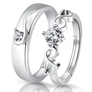 Round Adjustable stylish and sophisticated Silver Plated Forever love Couple Rings Set For Couple Lovers