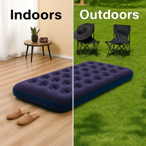 Cama de aire inflable para acampar, colchón de aire de un solo tamaño, cama de superficie flocada, 24 orificios para viajes y uso doméstico temporal - Product Image 4