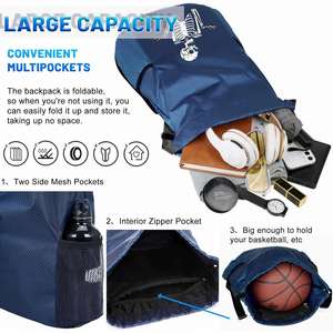 Cross-border Custom <b>Drawstring</b> Backpacks Oxford Waterproof Gym Sports Bag Basketball <b>Drawstring</b> Storage Bag with Custom logo - Product Image 6