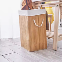 Panier à linge pliable en bambou Panier de rangement pour vêtements Panier de rangement en polyester avec poignée