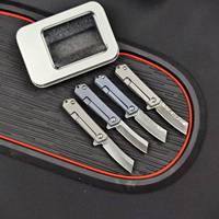 Couteau pliant porte-clés en acier Damas de qualité supérieure, manche en alliage de titane TC4, mini couteau de poche Tanto, outil EDC, cadeau de survie en plein air