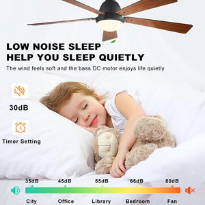 52inch điều khiển từ xa 5 lưỡi gỗ Led trần người hâm mộ phòng ăn im lặng trong nhà quạt trần với ánh sáng - Product Image 4