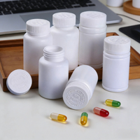 Flacon de stockage pharmaceutique rond en plastique pour pilules et comprimés, avec bouchon sécurité enfant, disponible en 100ml, 120ml, 150ml, 225ml, 300ml