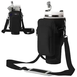 Wandelsport Gym Neopreen Auto Roestvrijstalen Bekerdraagtas Met Telefoonzak 30 40 Oz Tuimel Waterfles Mok Sling Mouw