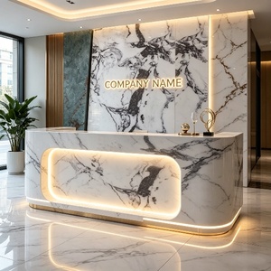 Mostrador de Recepción Cuadrado de Mármol Moderno, Marca OEM <span class=keywords><strong>SM</strong></span>, de Lujo, para Hotel u Oficina, Ecológico, Resistente al Fuego y al Agua, 1 Año de Garantía - Product Image 4