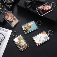 Llaveros acrílicos transparentes de doble cara al por mayor, con diseño de mini marco creativo, para insertar fotos DIY, impermeables, para bolsos