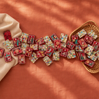 Nouvel ensemble de tuiles de Mahjong américaines en papier rouge 2026, prêtes à être expédiées, thème Noël Champagne, cadeau de luxe pour les fêtes, en acrylique, livraison rapide maintenant