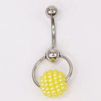 Gaby 316L Bijou de piercing corporel pour le nombril, avec pendentif boule de perle rose multicolore