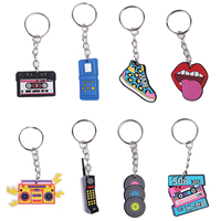 Porte-clés mousqueton en PVC étanche, thème rétro années 80, cassette audio vintage, logo 3D personnalisé, souvenirs d'événements musicaux, cadeaux