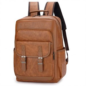 Custom PU Leather <b>Backpack</b> for College <b>Large</b> Capacity Vintage Teenager <b>Backpack</b> Wholesale <b>School</b> Faux Leather <b>Backpack</b> - Product Image 1