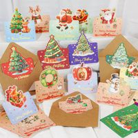 Ensemble de cartes de vœux de Noël découpées et pliables avec enveloppes, cartes de vœux de Noël avec Père Noël, bonhomme de neige, arbre de Noël pour cadeau de fête