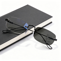Nouvelles lunettes de lecture sans monture à découpe diamantée, photochromiques, anti-lumière bleue, avec verres grossissants pour ordinateur
