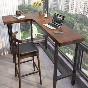 Solid Wood L Shape Bar <b>Table</b> High <b>Table</b> For <b>Balcony</b> Leisure Modern Home Use Durable Design - Product Image 1