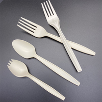Kit de couverts jetables biodégradables en maïs bio (fourchette, cuillère et couteau)
