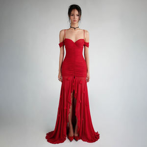 Vestido Maxi para Mujer con Encaje Natural, Abertura Lateral, Dobladillo Irregular, Tirantes Finos, Lavable, Vestido Informal para Uso Diario - Product Image 3