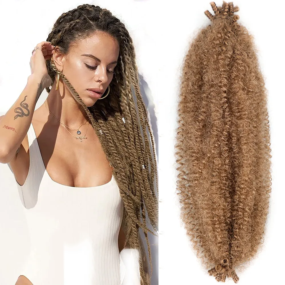 Pre-Separated Kinky Marley Braiding Hair Spring Afro Twist Crochet Hair Bulk Extensions Faux Locs Braid For African Women