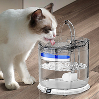 Fontaine à eau automatique pour animaux de compagnie 2L, entièrement transparente en PC, style fontaine, eau circulante silencieuse, multi-filtration pour chats et chiens