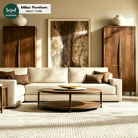 Canapé d'angle d'intérieur haut de gamme en tissu, avec accoudoir gauche et accoudoirs à rainures, structure en bois massif, mobilier de salon d'hôtel