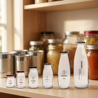 Nouvelle bouteille en verre noire et or de 150 ml avec bouchon à vis en métal transparent, vide, pour jus, boisson, lait, 100 ml, 200 ml, 250 ml, 500 ml, 1000 ml