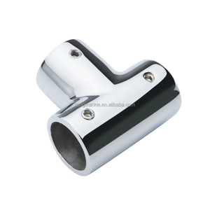 Conector en T de 3 vías de acero inoxidable 316 de grado marino, pulido, de 90 grados, para barandales de yates y embarcaciones, con accesorios anticorrosión - Product Image 1
