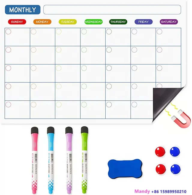 Magnetic Dry Erase Menu White Board For Kitchen Fridge With Fine Tip Markers Weekly Meal Planner