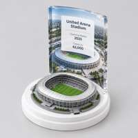 Neelpure W028 Plaque en cristal K9 avec modèle de stade imprimé en 3D et base ronde, récompense pour l'inauguration d'une arène, souvenir d'événement sportif