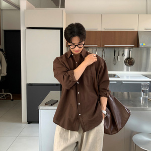 <span class=keywords><strong>Camicia</strong></span> Autunnale Trendy per Donna Matura, Tinta Unita, Casual, Colletto Quadrato, Chiusura Monopetto, Antirughe, Traspirante, <span class=keywords><strong>Misto</strong></span> Cotone e <span class=keywords><strong>Lino</strong></span> - Product Image 2