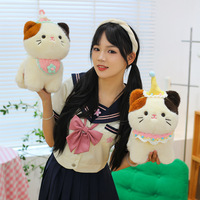 Nouvelle Peluche Mignonne Chat à Trois Fleurs, Poupée en Coton PP, Accessoires, 20-40cm, Position Debout ou Endormie, Unisexe, Cadeau d'Anniversaire