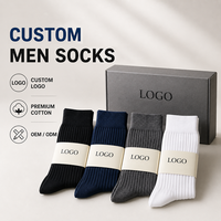 Chaussettes en coton pour hommes personnalisées, de haute qualité, confortables, respirantes, chaussettes habillées décontractées pour le travail, avec boîte cadeau pour un usage quotidien