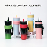 Bouteille d'eau isotherme à double paroi en acier inoxydable 316 de 710 ml, tasse à café, gobelet de voyage, logo personnalisé, corde portable avec paille
