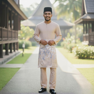 Wholesale Direct <b>Women</b> Baju Melayu Teluk Belanga Sulam Tulang Belut Ironless <b>Plus</b> <b>Size</b> <b>S</b>-5XL Casual Autumn Raya 2025 Consistent - Product Image 3