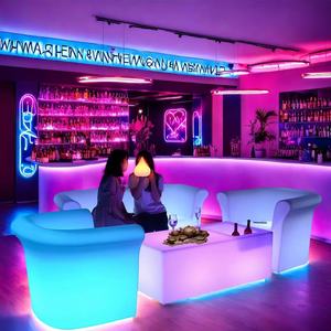 <span class=keywords><strong>Led</strong></span> Bar Chair ngoài trời không thấm nước ánh sáng quay Bar Phân <span class=keywords><strong>LED</strong></span> ghế hookah phòng chờ đồ nội thất kết hợp sofa couch - Product Image 3