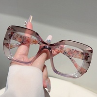 Lunettes de vue œil-de-chat à monture large imprimé léopard, style européen et américain, tendance et sexy pour femme
