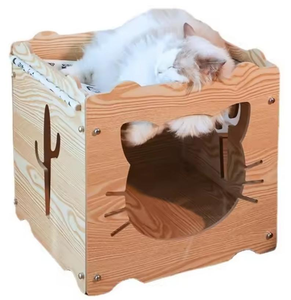 เตียงแมว<span class=keywords><strong>ไม้</strong></span><span class=keywords><strong>ทรง</strong></span>สี่เหลี่ยมผืนผ้า ยั่งยืน เป็นมิตรกับสิ่งแวดล้อม สไตล์การ์ตูนน่ารัก รีไซเคิลได้ <span class=keywords><strong>บ้าน</strong></span>สัตว์เลี้ยงอเนกประสงค์สำหรับแมว - Product Image 6