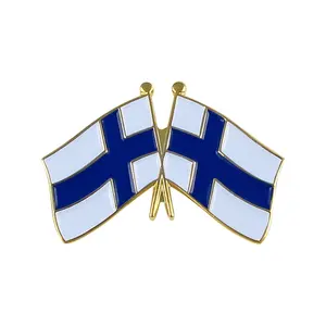 Toptan ülke finlandiya çapraz bayrakları yaka iğneleri