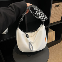 Sac bandoulière décontracté en nylon pour femme, nouvelle collection 2026, style coréen tendance, sac boulette à fermeture éclair, grande capacité, en toile