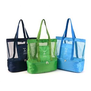 Wholesale Customized Fashion Eco Friendly Zipper Closure <b>Bag</b> Travel Beach Shopping Polyester Mesh Tote <b>Bags</b> with Logo Printing - Product Image 3