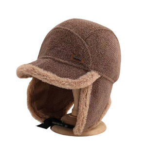 Bonnet de ski chaud pour femme avec doublure polaire, protège-oreilles coupe-vent, couleur café, chapeau d'extérieur pour adulte - Product Image 1