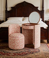 Coiffeuse Ronde Moderne de Luxe, Petite Coiffeuse de Maquillage avec Miroir Rabattable et Tabouret, Ensemble en Bois de Chêne, Fournisseur de Meubles en Gros