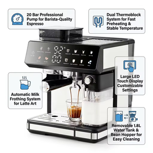 เครื่องชงกาแฟเอสเพรสโซ่อัตโนมัติอัจฉริยะแรงดันสูง ผลิตจากสแตนเลสสตีล สำหรับบาริสต้าที่บ้าน ใช้ไฟฟ้าแรงดันสูง - Product Image 4