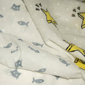 Printemps été enfants enfants étoile poisson motif Design uni Voile imprimé Plumeti coton <span class=keywords><strong>blanc</strong></span> coupe fleur tissu pour robe - Product Image 1