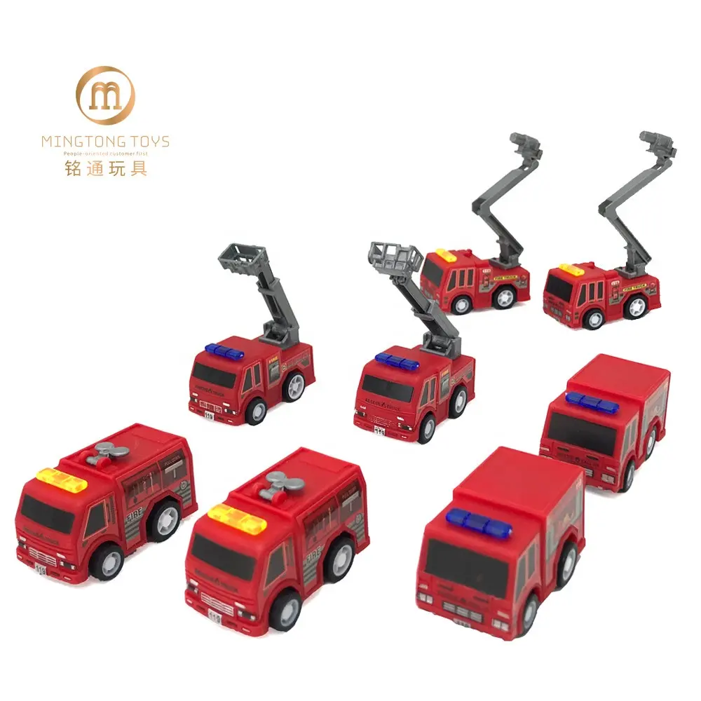 8PCS niños de plástico mini vehículo atrás coche de juguete camión de bomberos para niño