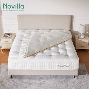 Venta al por mayor de fábrica, colchón de resortes de bolsillo de espuma viscoelástica híbrido de felpa suave moderno de 14 pulgadas, alivio de presión de apoyo King - Product Image 1