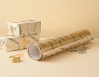 Papier d'emballage de Noël finition brillante avec imprimé maison en pain d'épices, emballage cadeau festif pour boulangerie et confiseries